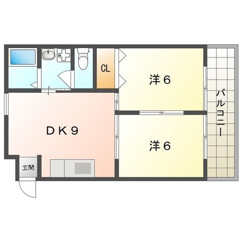 拡大写真:ロイヤル北斗 2階306の間取り