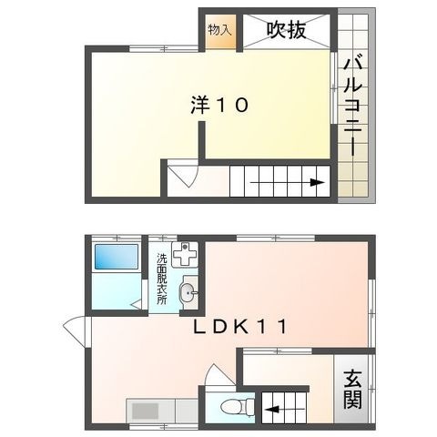 拡大写真:守口市大久保町2丁目テラス 2階1の間取り