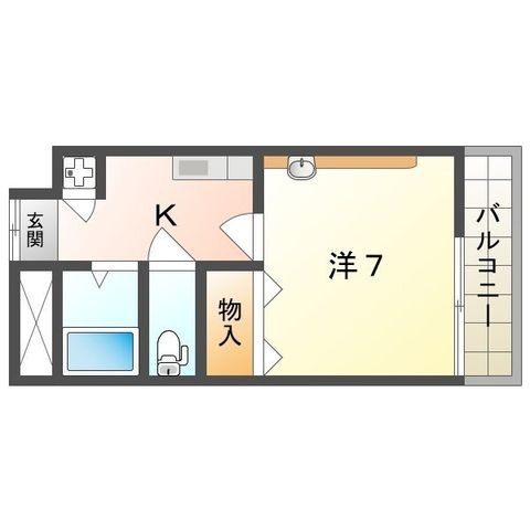 拡大写真:K・キュービック 6階601の間取り