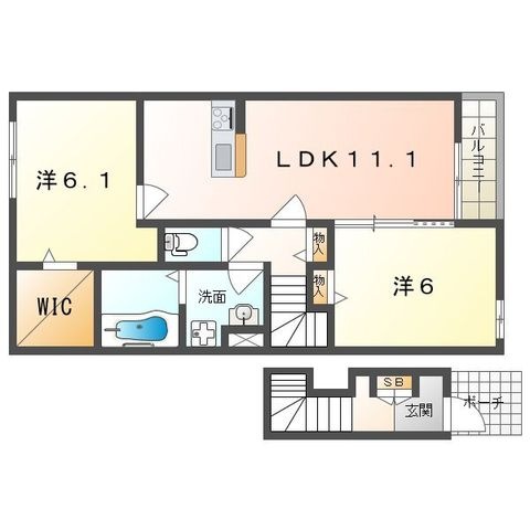 拡大写真:スカースデールⅢ 2階202の間取り