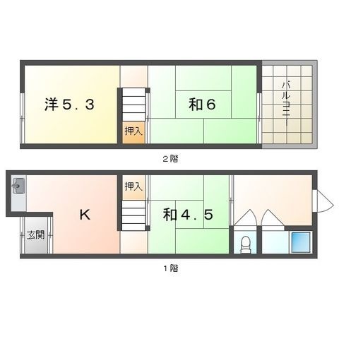 拡大写真:平池町28-21連棟貸家 ※の間取り