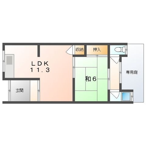 拡大写真:寝屋川市萱島東2丁目 1階1の間取り