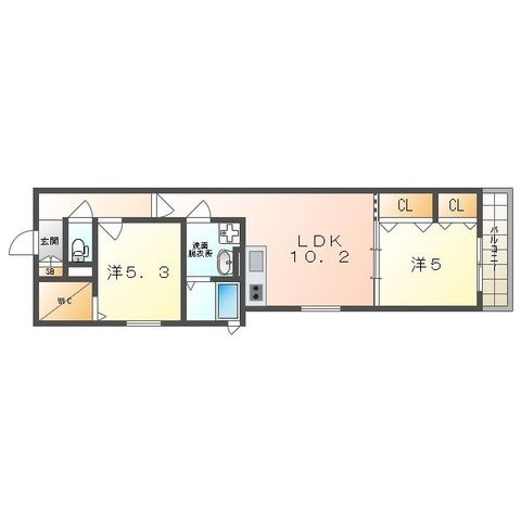 拡大写真:摂津市一津屋1丁目 2階205の間取り