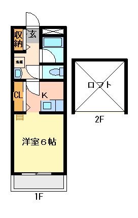 拡大写真：ビックバレー　Ⅰ 2階202の間取り