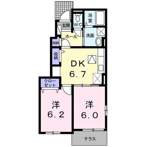 拡大写真:モン アンテリユール小式原D 1階102の間取り