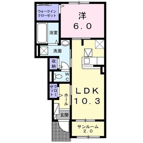 拡大写真:モン アンテリユール桃山H 1階103の間取り