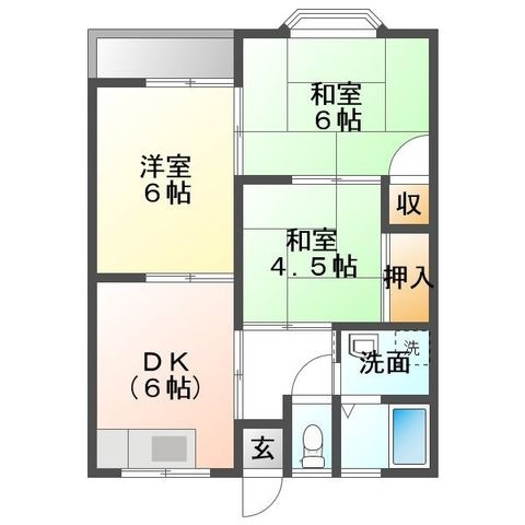 拡大写真:西原マンション2号棟 209の間取り