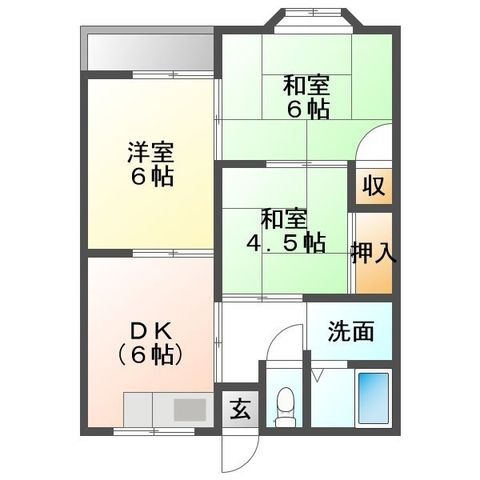 拡大写真:西原マンション3号棟 306の間取り