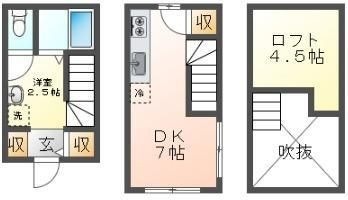 拡大写真：casacozy寺家駅前 1階103の間取り