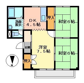 拡大写真：メゾンマルヤマ 3階302の間取り