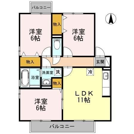 拡大写真:ウィルモアABC 2階B202の間取り