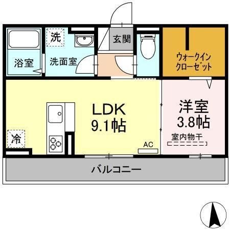 拡大写真:東広島市西条町寺家 2階202の間取り