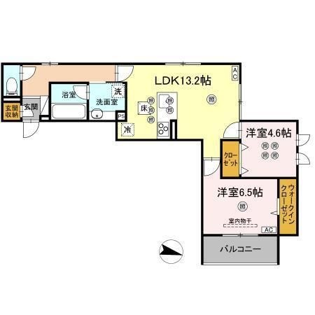 拡大写真:東広島市西条上市町 1階102の間取り