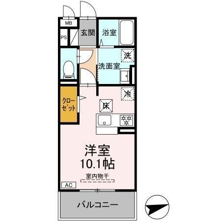 拡大写真：メゾングランレーヴA棟 1階104の間取り