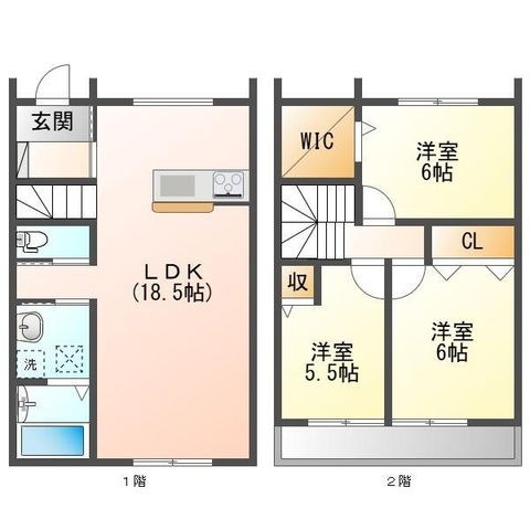 拡大写真:ミモザカローレD 2階1の間取り