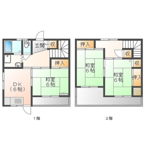拡大写真:タウンハウスブル 102の間取り