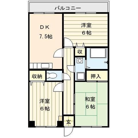 拡大写真:グランドアイリス 3階305の間取り