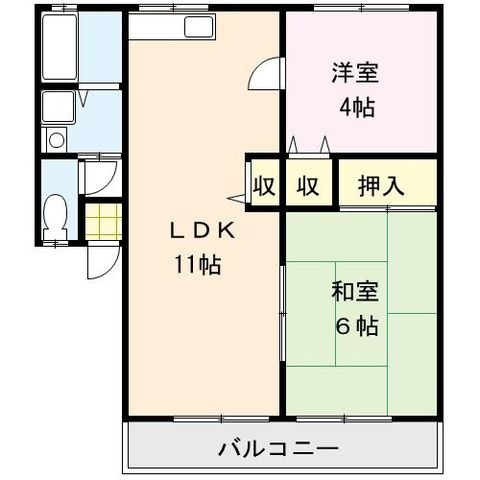 拡大写真:コスモハイツ 2階205の間取り