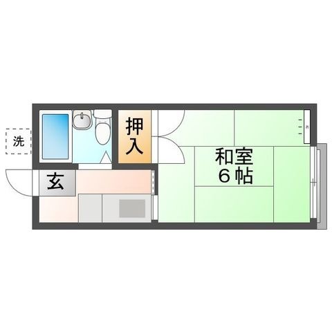 拡大写真:えくぼハイツ 2階203の間取り