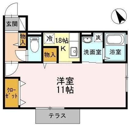 拡大写真：グランシャリオ 1階102の間取り