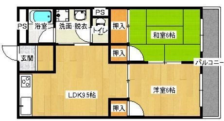 拡大写真:サン・オーレ東福山 4階404の間取り