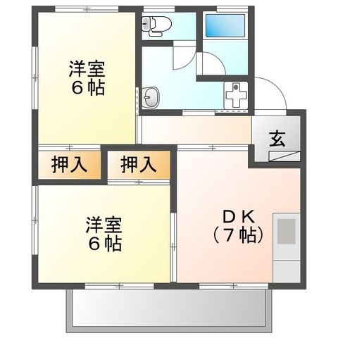 拡大写真:小砂ハイツ 2階201の間取り