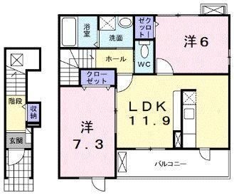 拡大写真:ボニート A棟 2階202の間取り