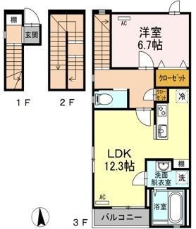 拡大写真:アルカディア C棟 3階302の間取り