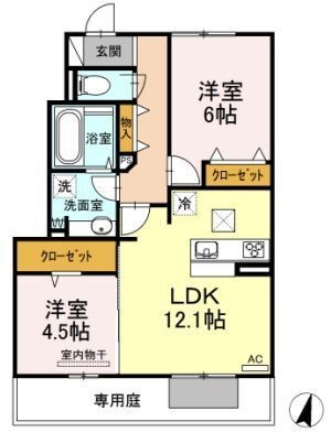 拡大写真：アイメゾン 1階102の間取り