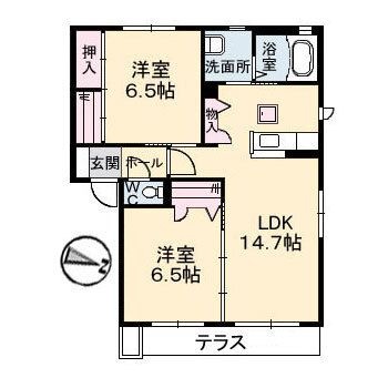 拡大写真:SAKURA(サクラ)A棟 1階102の間取り