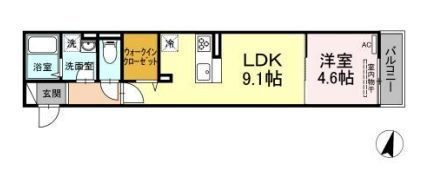 拡大写真:D-room今町 2階202の間取り