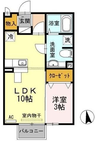 拡大写真:モナリエ・ユキ 2階203の間取り