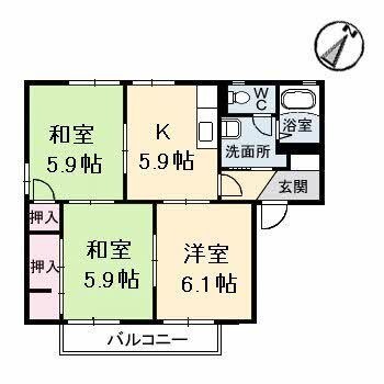 拡大写真:プレステージA 2階201の間取り