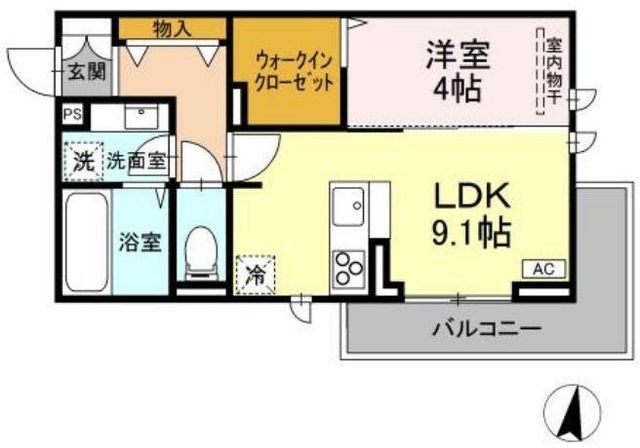 拡大写真：D-ROOM桜馬場 2階203の間取り