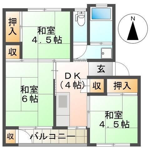 拡大写真:長崎市宿町 2階203の間取り