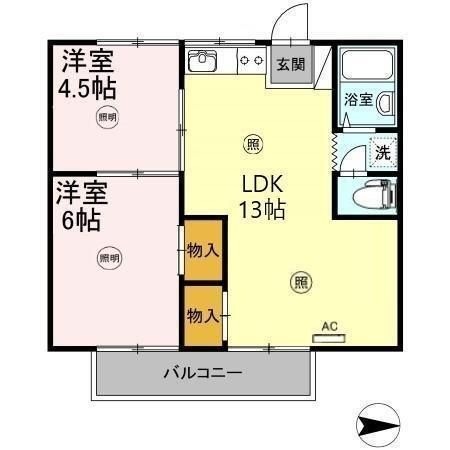 拡大写真：山田アパート 2階201の間取り