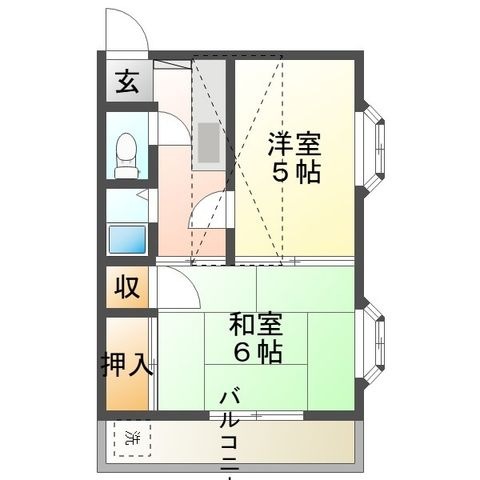 拡大写真:コートハウス七里 2階201の間取り