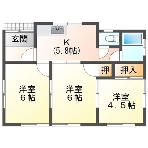 拡大写真:昼間貸家 14号棟 1階1の間取り