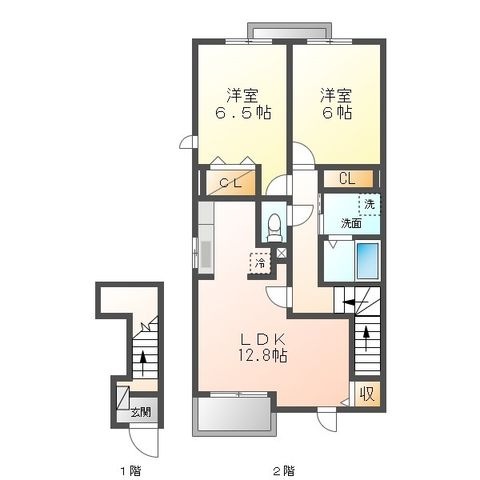 拡大写真:福山市春日町3丁目 2階201の間取り