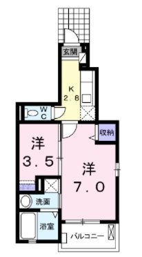 拡大写真:オレンジ窓香 1階101の間取り