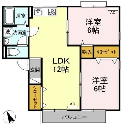 拡大写真:宮脇ハイツ 2階202の間取り