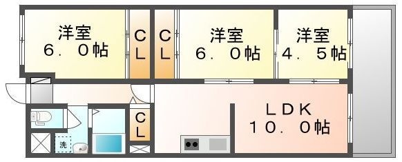 拡大写真:ハイマート屋島 4階408の間取り