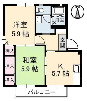 拡大写真:高松市林町 2階201の間取り