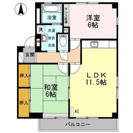 拡大写真:高松市多肥下町 3階301の間取り