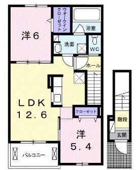 拡大写真:丸亀市土器町東1丁目 2階202の間取り