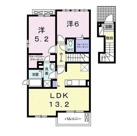 拡大写真：高松市林町 2階204の間取り