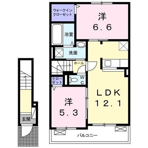 拡大写真:高松市木太町 2階204の間取り