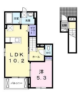 拡大写真:高松市太田下町 2階202の間取り