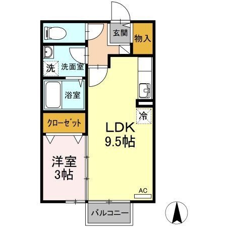 拡大写真:高松市伏石町 2階201の間取り