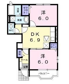 拡大写真:丸亀市垂水町 1階103の間取り